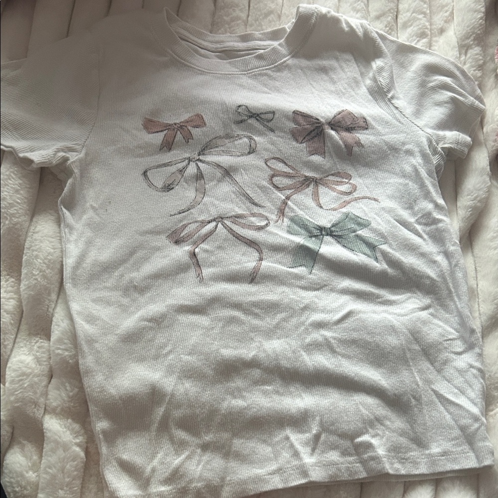 Hollister Kids Bow Design T-Shirt - White and Pastel